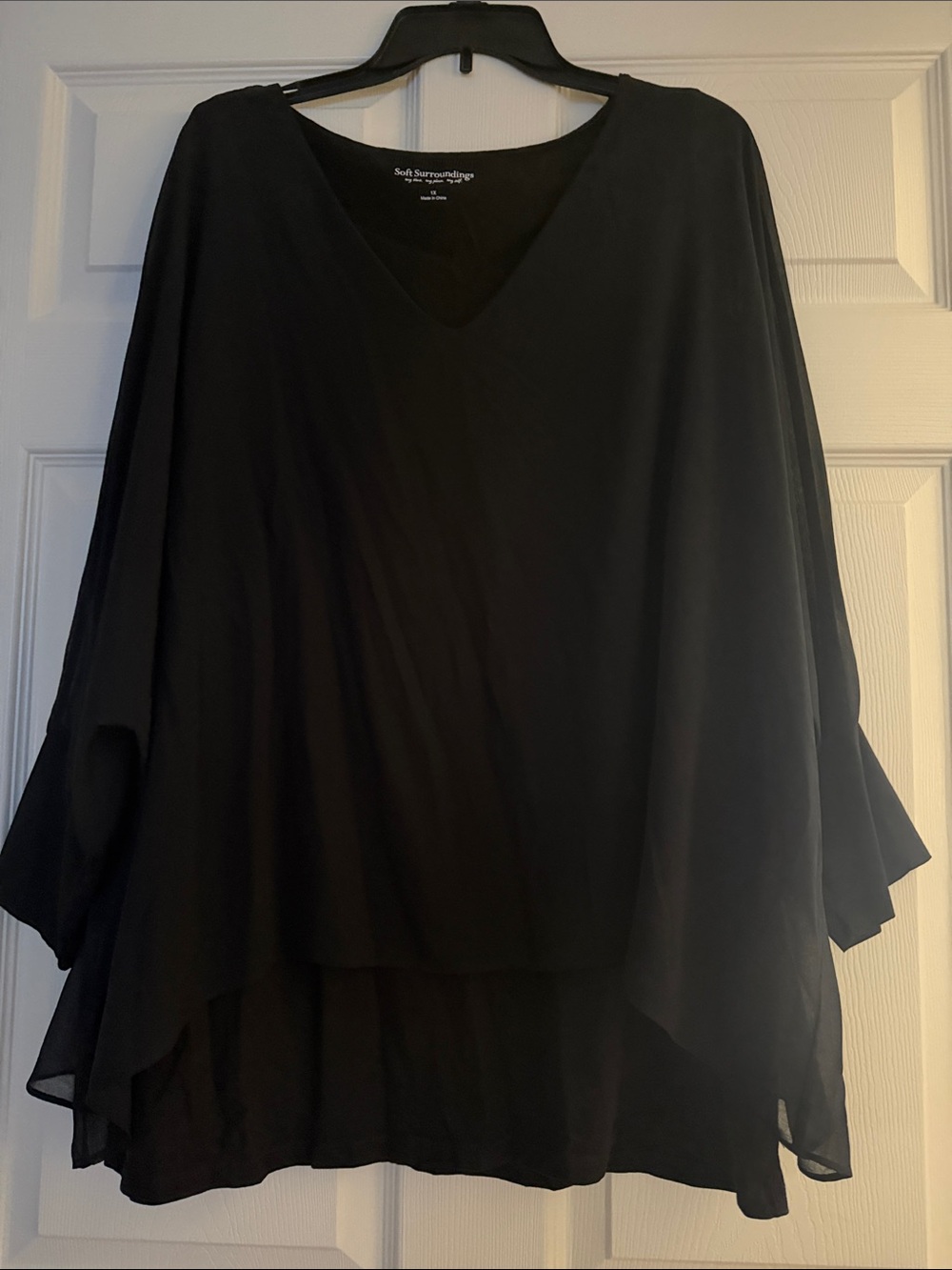 Soft Surroundings Black Layered V-Neck Chiffon Tunic